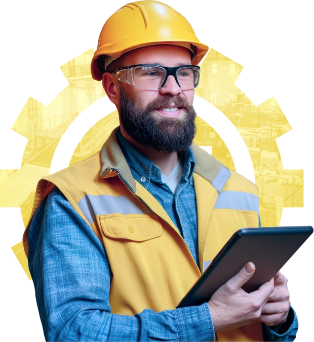 Técnico da LAFER com tablet em inspeção industrial